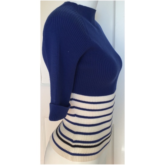 Guess Modern Solid Blue/White Striped Sweater S - Picture 2 of 6